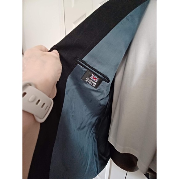 Men's English Manor 48L 2 Button Blazer/Sport Coat Jacket Black/Gray Pinstripes - Picture 6 of 10